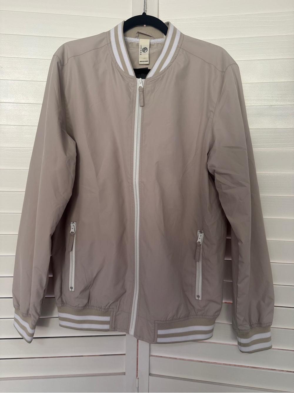 NWT Soulstar Men’s Taupe Zip-Front Bomber Windbreaker w/ Pockets Med